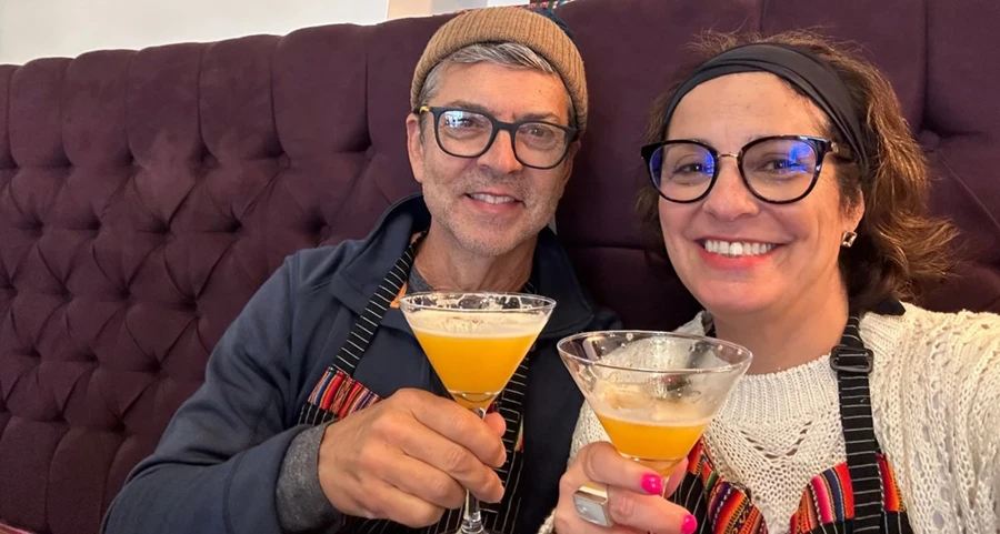 Making a traditional Peruvian Passion Fruit Sour cocktail
